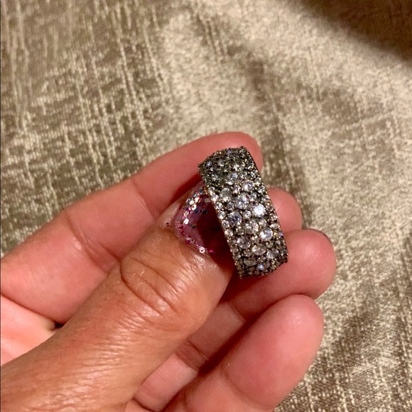Eternity Band Encrusted w/ Crystal Topaz Size 7.5 - Picture 1 of 8
